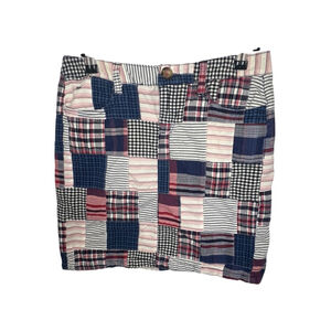 Tommy Hilfiger Patchwork Fabric Straight Mini Skirt With Pockets